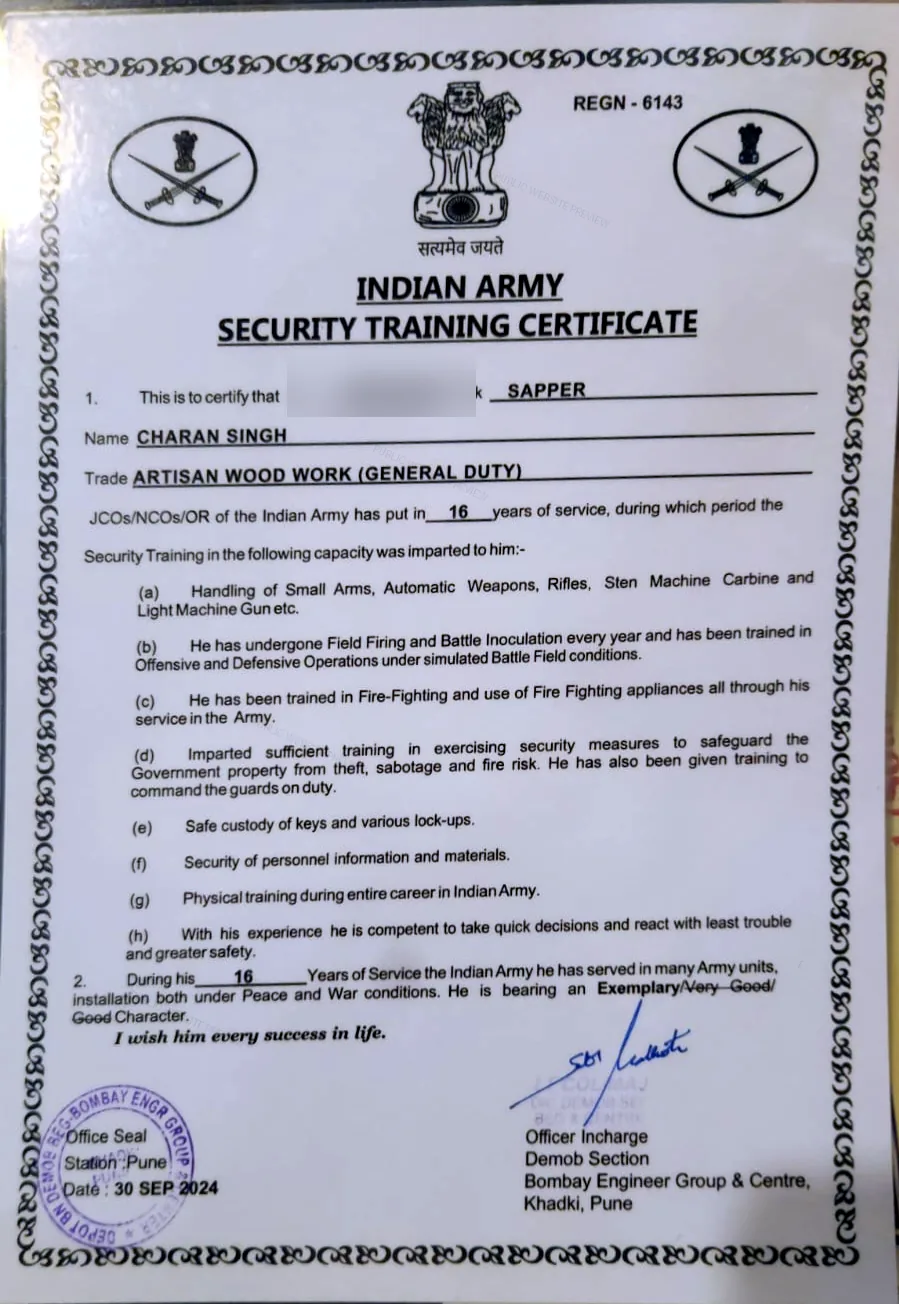Public preview of Indian Army Service & Security Training